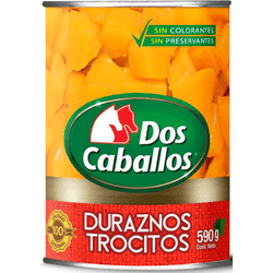 Duraznos en Conserva Dos Caballos Trocitos 340 g drenado