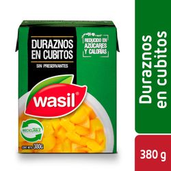 Duraznos en Cubitos Wasil 200 g drenado, 380 g neto