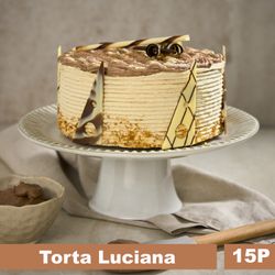 Torta Luciana: Panqueque Vainilla, Crema Chocolate Moka y Praliné 15 Porciones