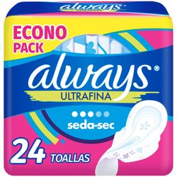 Toallas Higiénicas Always Ultrafinas Seda-Sec 24 un.