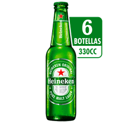 Pack 6 un. Cerveza Heineken Lager 5.0° 330 cc