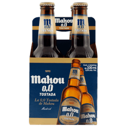 Pack 4 un. Cerveza Mahou Tostada Lager Sin Alcohol 330 cc