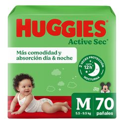 Pañales Huggies Active Sec Talla m 70 un.
