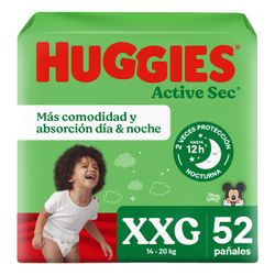 Pañales Huggies Active Sec Talla Xxg 52 un.