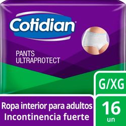 Pañales Adulto Pants Cotidian Ultra Protect Incontinencia Fuerte 16 un. Talla G-Xg