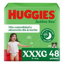 Pañales Huggies Active Sec Talla Xxxg 48 un.