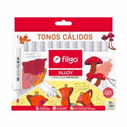 Set de Marcadores 12 Colores En Tonos Cálidos Punta Biselada 1-6 mm