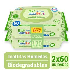 Toallas Húmedas Bio Emubaby 2 Paquetes de 60 un.