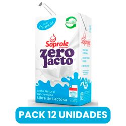 Pack 12 un. Leche Soprole Descremada Sin Lactosa 1 L