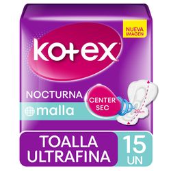 Toallas Higiénicas Kotex Ultrafinas Nocturna con Alas 15 un.