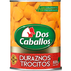 Duraznos en Conserva Dos Caballos Cubitos 480 g drenado