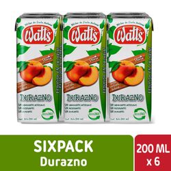 Pack 6 un. Néctar Watt's Durazno 200 cc