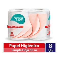 Papel Higiénico Family Care Hoja Simple 50 m 8 un.