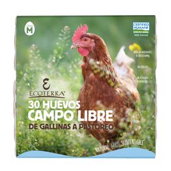 Huevos Ecoterra Gallinas Libres Grandes 30 un.