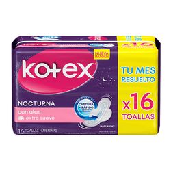 Toallas Higiénicas Kotex Nocturna con Alas 16 un.