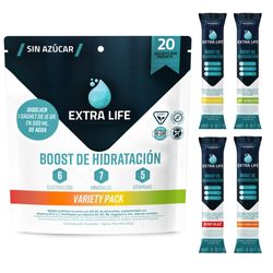 Bebida Isotónica en Polvo Extra Life Boost de Hidratación Variety Pack 15 g 20 un.
