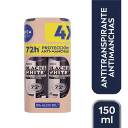 Pack 4 un. Antitranspirante Nivea Men Invisible Black & White Spray 150 ml